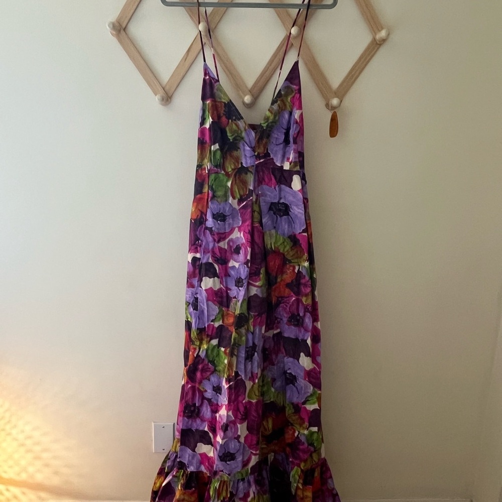 Plenty by Tracy Reese Purple Floral V-Neck Maxi Dress - Size 1X